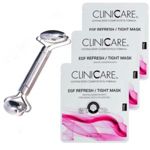 Self-Care Package 2: Stainless Steel Face Roller & 3 ClinicCare EGF Sheet Mask